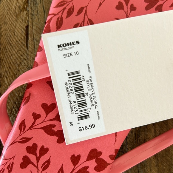NWT LC Lauren Conrad Pink Red Floral Sandals. Size 10 - Picture 7 of 7